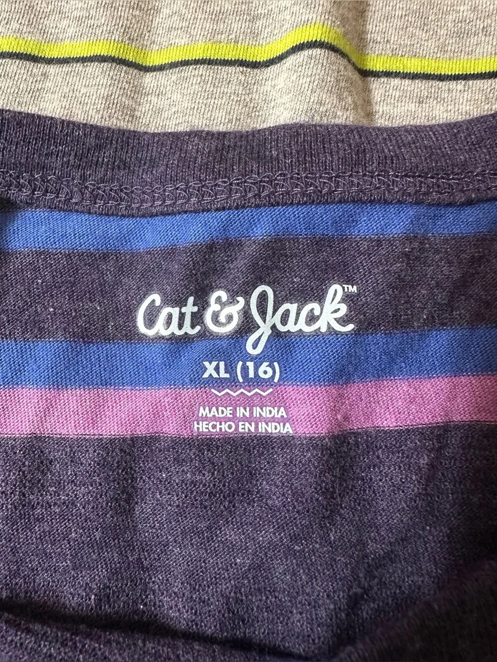 🔥3 FOR $25🔥 Cat & Jack BUNDLE OF 3 Striped Tees Long Sleeve Size X-LARGE (16)